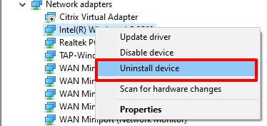 uninstall your device